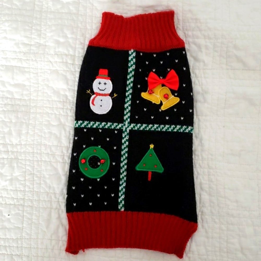 PET SWEATER Black knit for dog or large cat in size Small